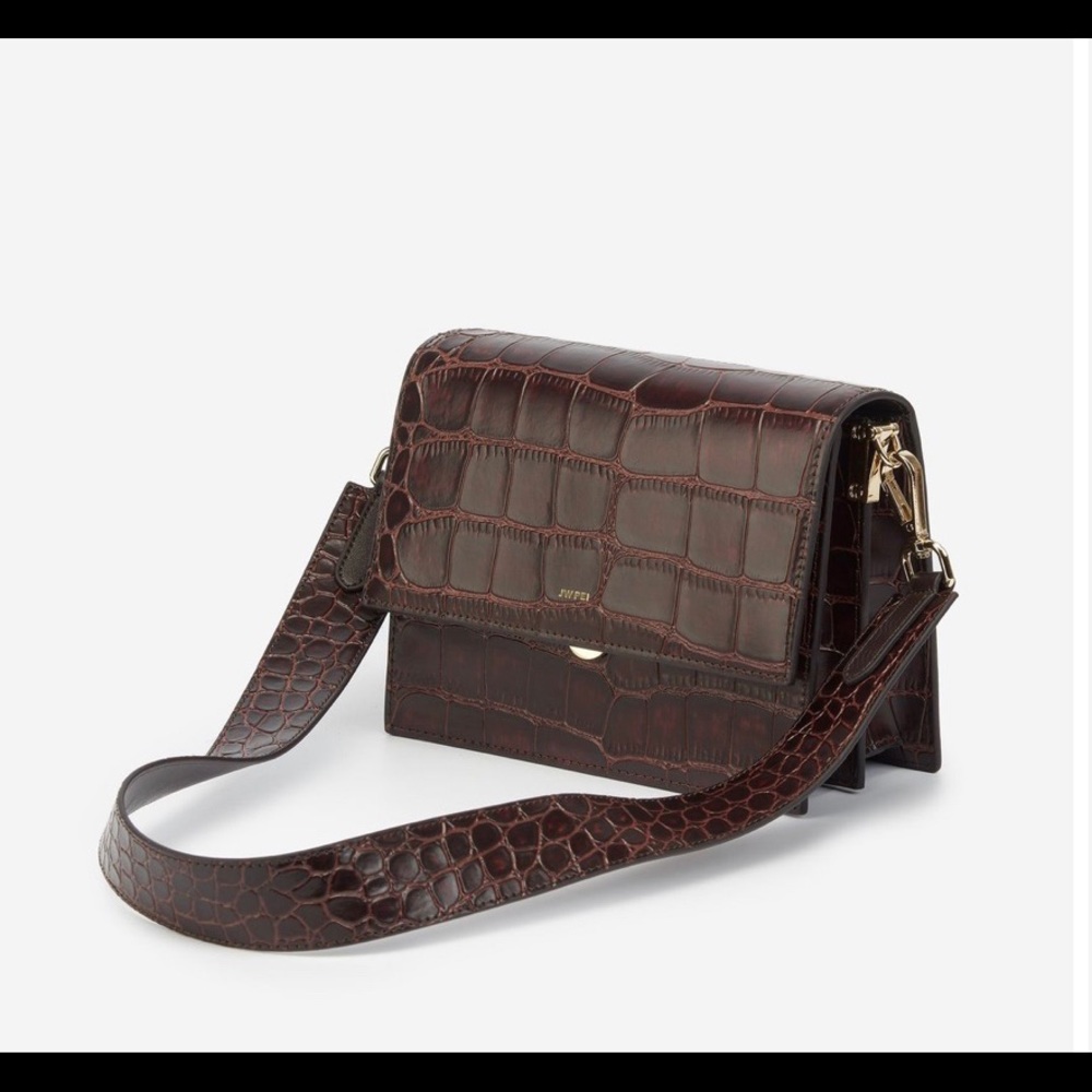 JW PEI MINI FLAP BAG - BROWN CROC